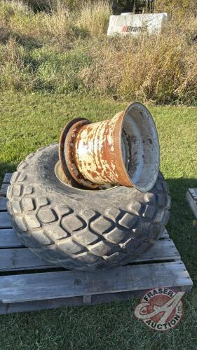 Used GoodYear 16.5L-16.1 tire on 8-bolt rim plus a spare 8-bolt rim