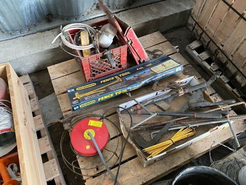 *cattle supply lot: 1 new fence stretcher, 2 used fence stretchers, tank heaters, water bowl float & lids