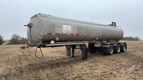 1980 Hutchinson triple axle aluminum tanker trailer, VIN# 807407S, OWNER: GEORGE ROELS FARMS LTD, SELLER: FRASER AUCTION__________________________________________*TOD*