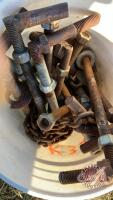 K35. Pail of pins and chains for panels