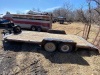 *2003 18' Saturn T/A flat deck bumper hitch trailer, VIN# 2S917B3223W010007, Owner: Everett Locke, Seller: Fraser Auction______________ ***TOD*** - 6