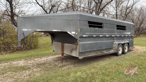 1991 Norberts 20&rsquo; tandem axle stock tailer, Vin#2N9C75720MG017500, Owner: Lauren J Campbell, Seller Fraser Auction Service LTD. ________________________________________________*TOD*