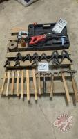 Reciprocating saw, jig saw, wood clamps hammer handles and hammers. (Pallet MM)