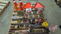 Loading and safety lot. Straps and wratchets, 2 new safety lights,cones (Pallet DD)