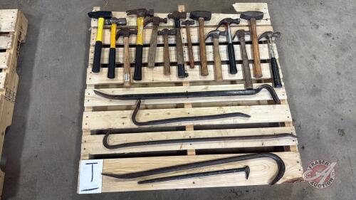 Assorted hammers and bars (Pallet T)
