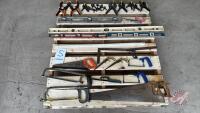 Pallet of assorted tools levels, saws, and clamps (Pallet S)