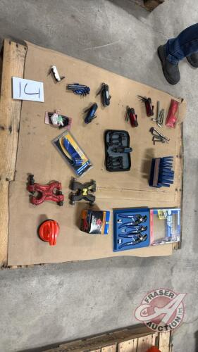 Assorted Hex key wrenches, Robo Grip pliers, sickle rivet tools, suction cups (Pallet J)