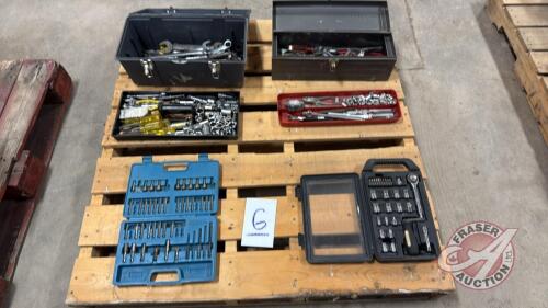 Assorted tools, flat wrenches, pliers, sockets, bits (Pallet G)