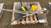 Pallet of yard tools, sample scoops, and vice Pallet E - 2
