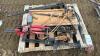 Assortment of jacks, fence tightener, tiger torch D