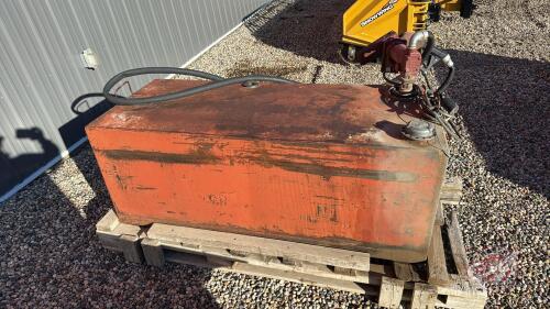 Approx 150 gal Slip tank with Fill-Rite 20GPM pump, hose and nozzle.