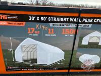 K140. 30' x 50' Straight Wall Peak Ceiling Storage Shelter with Heavy Duty 17 oz PVC Cover TMG-ST3050V