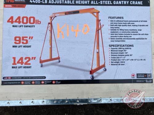 2 Ton Steel Gantry Crane with Adjustable Height, Auto-Lock & Swivel Caster Wheels TMG-AGC21