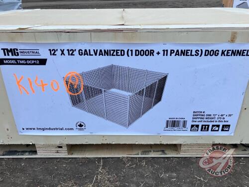 K140 12&rsquo; x 12&rsquo; Galvanized Dog Kennel, TMG-DCP12. A