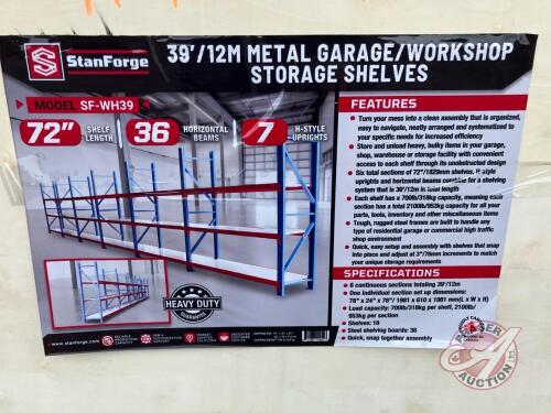 39&rsquo; Metal Garage/Workshop Storage Shelves, TMG-WH39