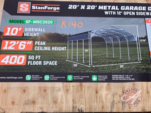 K140. 20&rsquo; x 20&rsquo; Metal Shed Carport, TMG-MSC2020