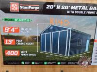 K140. 20&rsquo; x 20&rsquo; Metal Garage Shed, dbl front doors TMG-MS2020