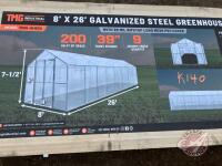8&rsquo; x 26&rsquo; Greenhouse Grow Tent w/20 Mil Ripstop Leno Mesh PVC Cover, TMG-GH826