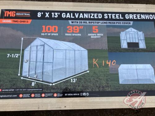 8&rsquo; x 13&rsquo; Greenhouse Grow Tent w/20 Mil Ripstop Leno Mesh PVC Cover,TMG-GH813