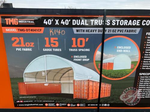 K140. 40' x 40' Dual Truss Container Shelter with Heavy Duty 21 oz PVC Cover, TMG-DT4041CF (Previously DT4040CF)