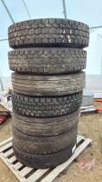 (7) 11R22.5 semi tires Various brands