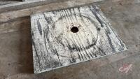 Painted plywood lid with round hole