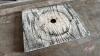 Painted plywood lid with round hole