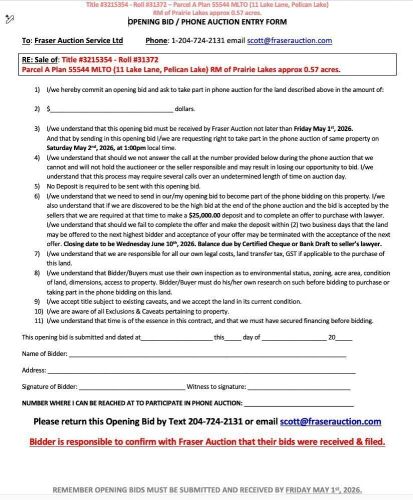 OPENING BID FORM: