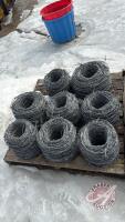 Pallet with 8 rolls of used barbed wire (assorted size rolls) pallet (A)
