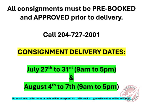 CONSIGNMENT DELIVERY DATES: