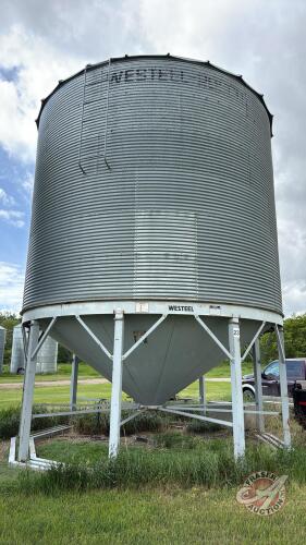 (Bin 23) Westeel bin on Westeel hopper cone (approx 4450-bus) with FieldKing 5hp 1ph fan s/n75652