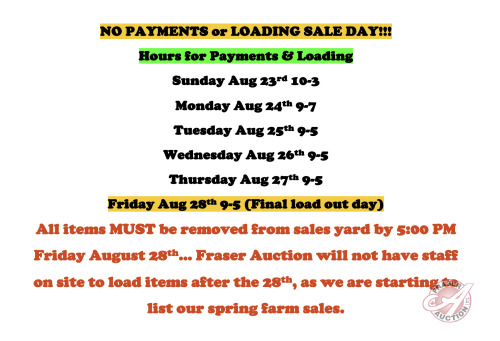 NO PAYMENTS or LOADING SALE DAY!!! NO PAYMENTS or LOADING SALE DAY!!!