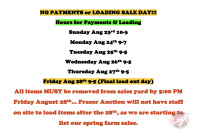 NO PAYMENTS or LOADING SALE DAY!!! NO PAYMENTS or LOADING SALE DAY!!!
