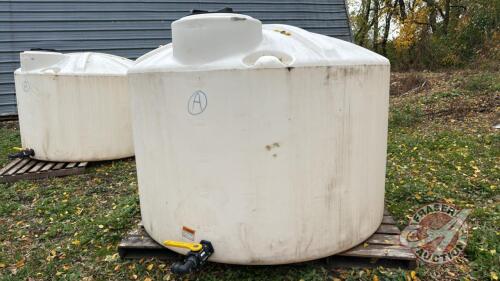 Approx 1250 IMP gallon poly tank (white) Tank A