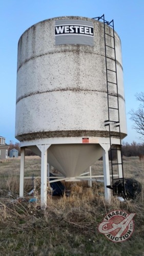 Approx 1800-bus Westeel epoxy coated hopper bottom bin