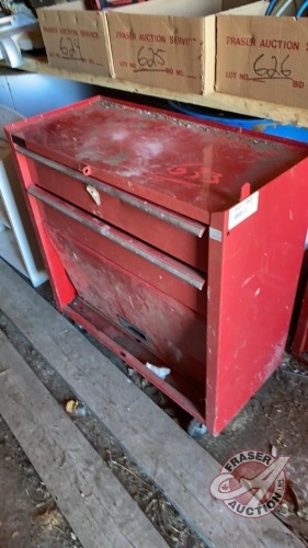 bottom tool chest with assorted tools and miscellaneous