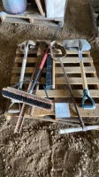 Grain Scoop, post hole digger, shovel, potato fork, broom, Jack all jack