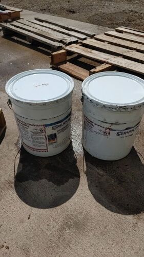 (2) full pails of white hopper bin paint (one has been opened but none used)