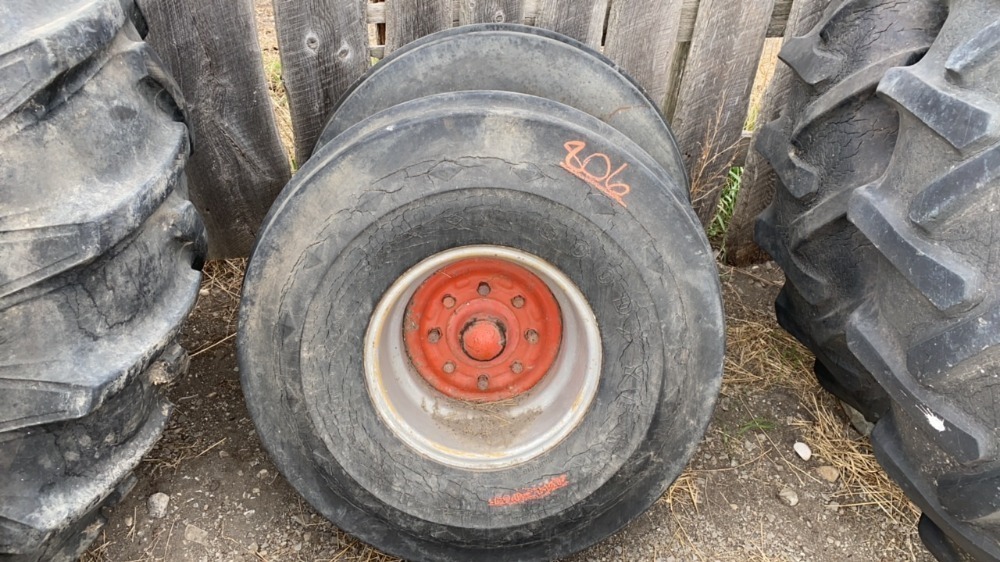 (2) 14L16.1 front tractor tires on rims