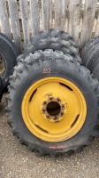 (4) Goodyear dyna torque 11.2-24 tires on 8 bolt rims (1) 12.4-24 no rim