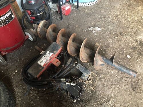 BUCKET MOUNT POST HOLE AUGER, HYDRAULIC DRIVE WITH 12" AUGER