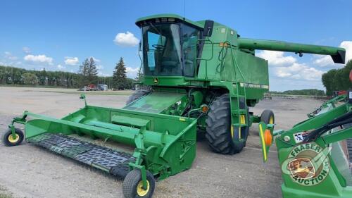 1990 JD 9400 Combine w/914 pick-up header, 2895 Sep hrs showing, 3909 Eng hrs showing, s/nH09400X635456 H32 ***KEYS - office trailer***