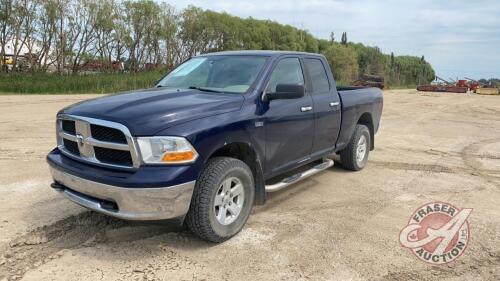 2012 Dodge Ram 1500 SLT Quad, 5.7 Hemi, 142,305 kms showing, VIN#MBPGSIN7559 ,MPI - REBUILT, H54, Owner: Burgess Farms Ltd, Seller: Fraser Auction______________ ***TOD & Keys - office trailer***