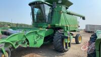 1995 JD 9600 SP Combine w/914 header, 4015 Sep hrs showing, 5398 Eng hrs showing, s/n H09600X660596 ***keys - office trailer***