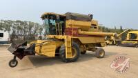 New Holland TR86 (1988) SP Combine w/12’ Melroe 388 pick-up,1974 hrs showing, s/n 528872, always shedded, H62 ***keys & work orders - office trailer***