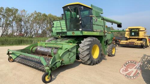 JD 8820 turbo SP Combine (1982) w/JD 212 Pick-up header, 4812 hrs showing, s/n 515015, H41 ***keys - office trailer***