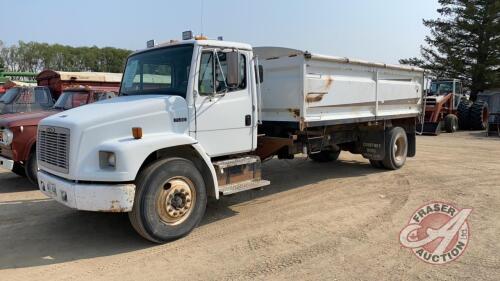 1999 Freightliner S/A FL80 Truck w/17’ Box, 626,590 showing, VIN#1FV6JJAA4XHA17262, SAFETIED, H147, Owner: Murray T Sheane, Seller: Fraser Auction_______________ ***TOD, Safety & Keys - office trailer***