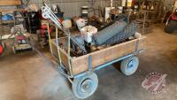 Fencing wagon with misc fencing supplies (sells as a lot)