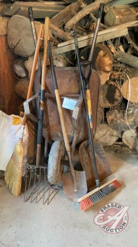 Wheel barrel and yard tools