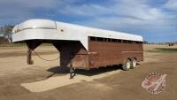 1981 7 x 22 Homemade stock trailer, tandem axle, single partition, J42, Owner: Edward W Taylor, Seller: Fraser Auction___________________________ ***TOD***